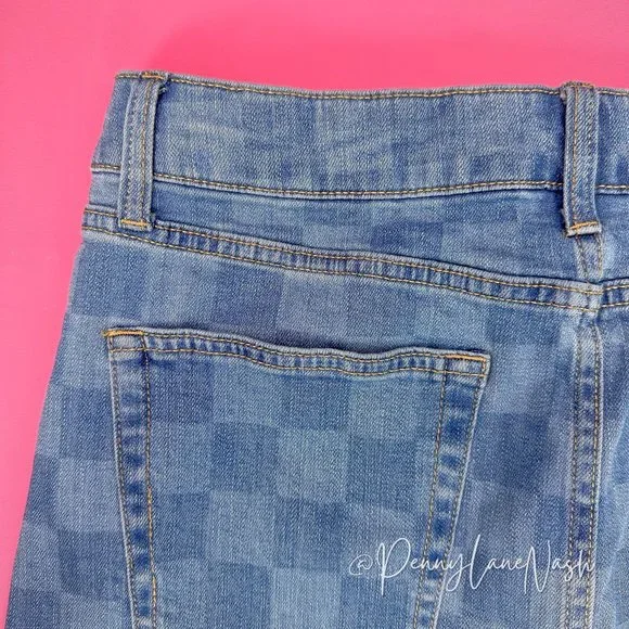 Wild Fable Super-High Rise Denim Mini Skirt Blue Check - Picture 11 of 11